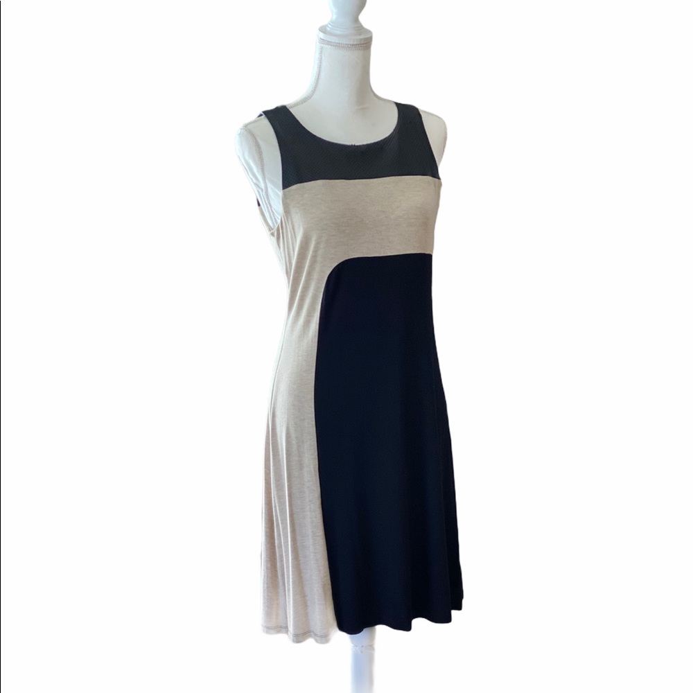 A- Calvin Klein - Black & Tan with Faux Leather Dress